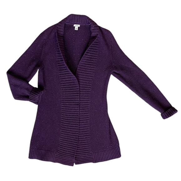 LL Bean Sweater Womens Small Purple Heathered Vintage Knit Long Cardigan Casual - Picture 10 of 11